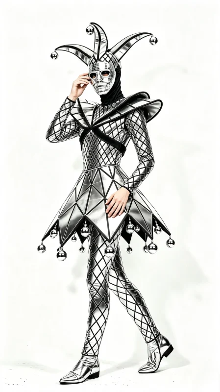 Black White Jester Stage Costume