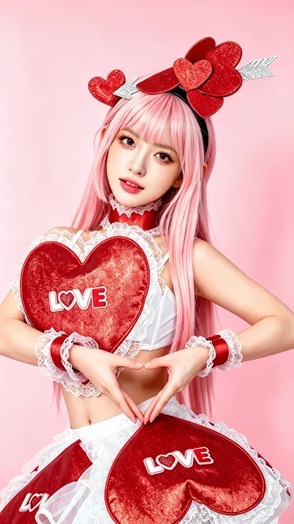Pink Heart Theme Stage Costume
