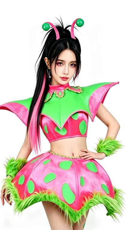 Neon Green Pink Fantasy Stage Costume