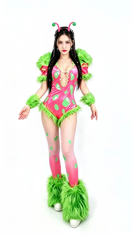 Neon Green Pink Furry Stage Costume