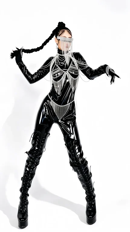 Black Futuristic Full Body Stage Costume