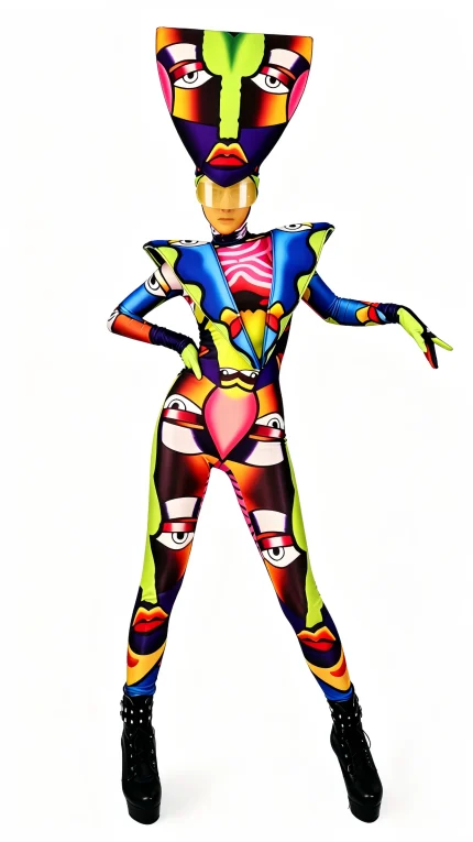 Colourful Geometric Mask Stage Costume