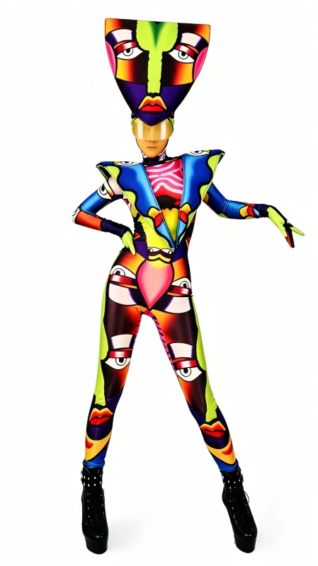 Colourful Geometric Mask Stage Costume