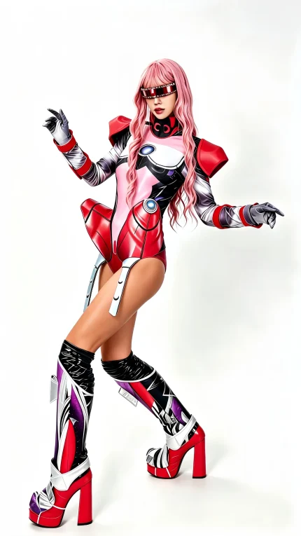 Pink Black Future Armor Stage Costume