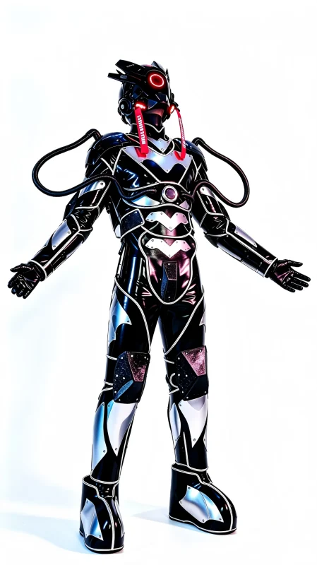 Black Silver Cyber Armor Stage Costume