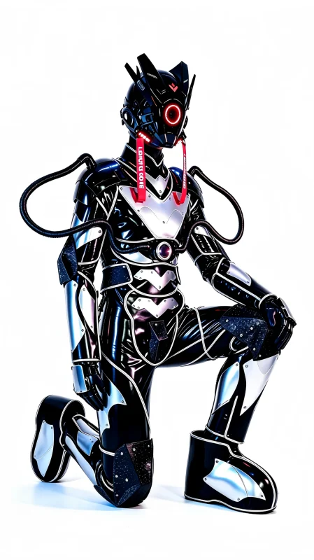 Black Silver Cyber Armor Stage Costume