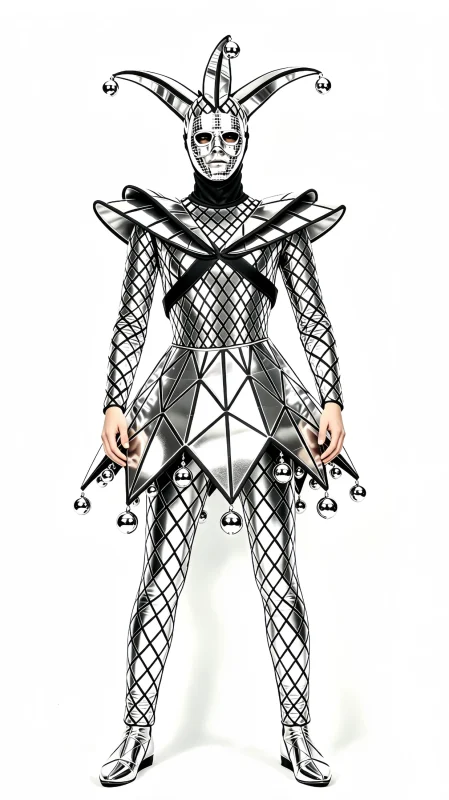 Black White Jester Stage Costume