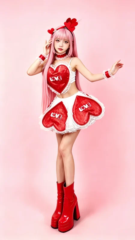 Pink Heart Theme Stage Costume