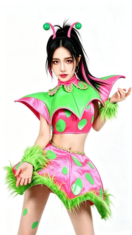 Neon Green Pink Fantasy Stage Costume