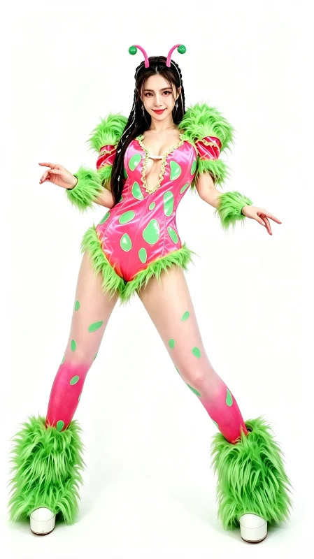 Neon Green Pink Furry Stage Costume