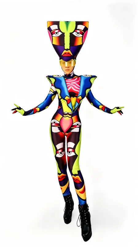 Colourful Geometric Mask Stage Costume