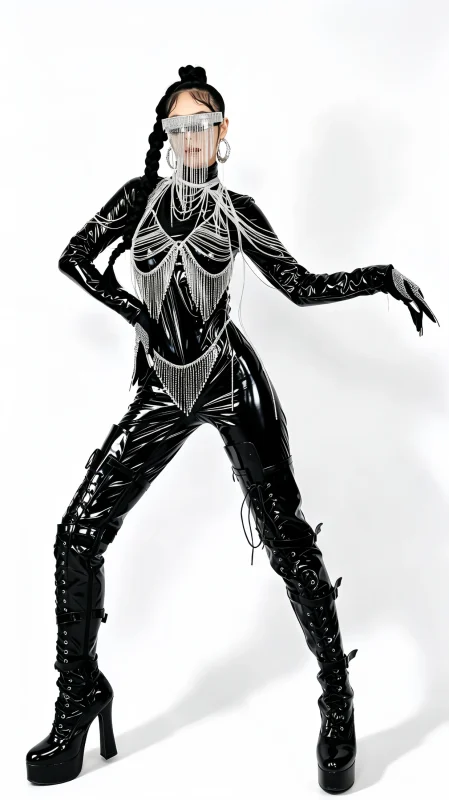 Black Futuristic Full Body Stage Costume