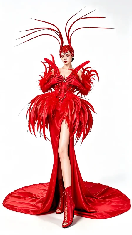 Red Feather Queen Performance Gown