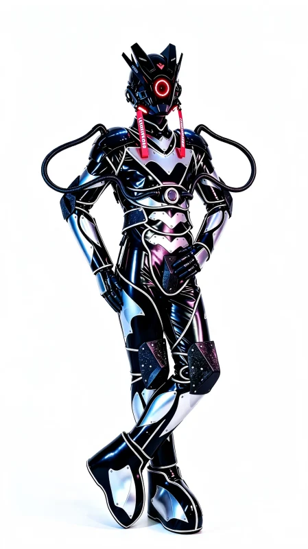 Black Silver Cyber Armor Stage Costume