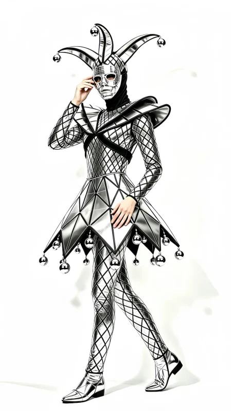 Black White Jester Stage Costume