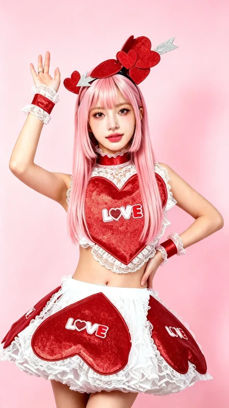 Pink Heart Theme Stage Costume