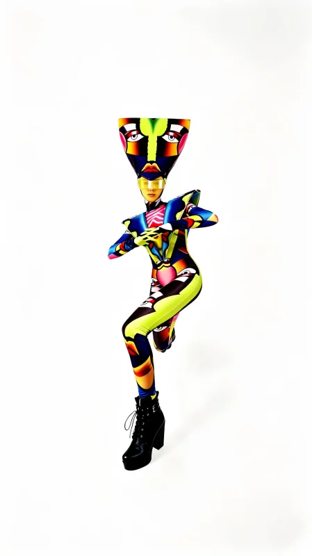 Colourful Geometric Mask Stage Costume