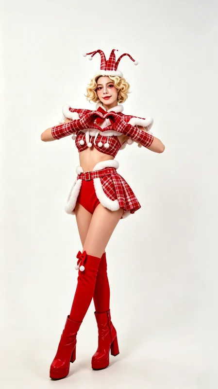 Red Plaid Christmas Stage Costume