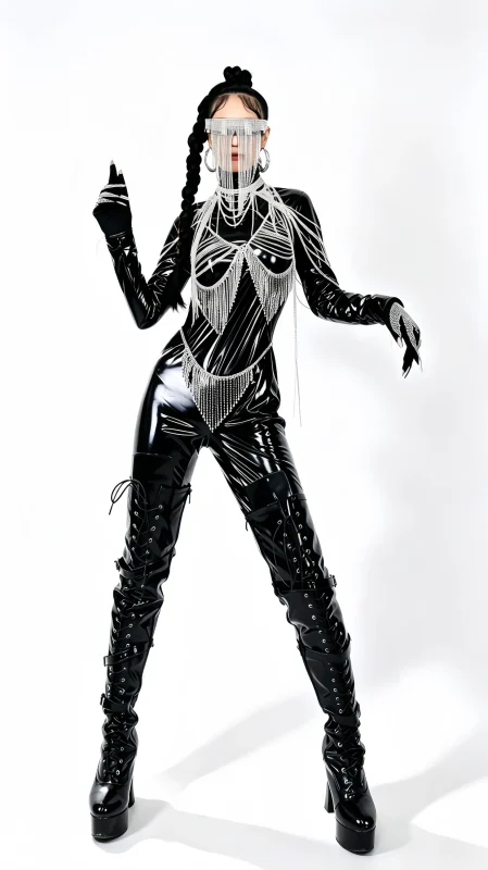 Black Futuristic Full Body Stage Costume