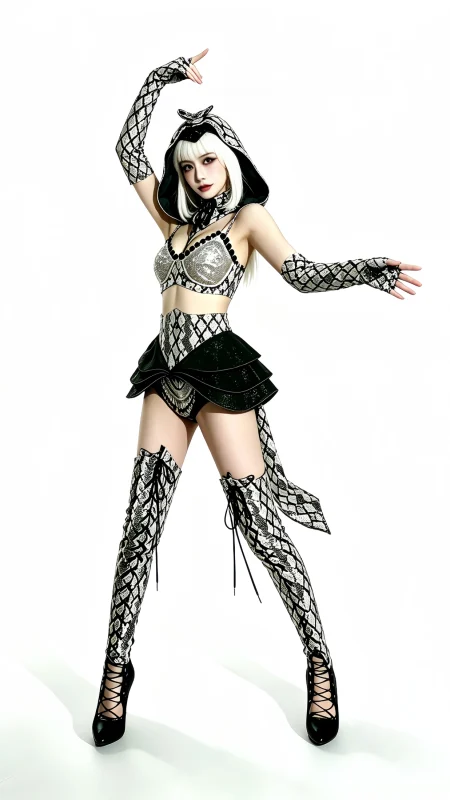 Black Gold Metallic Stage Costume