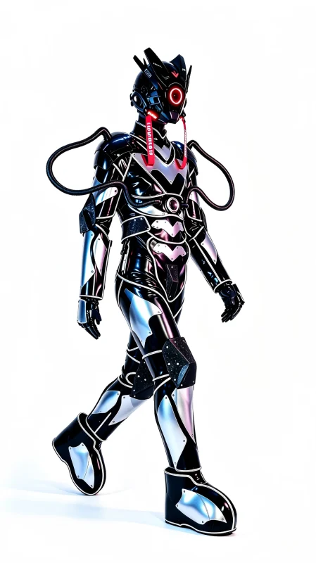 Black Silver Cyber Armor Stage Costume