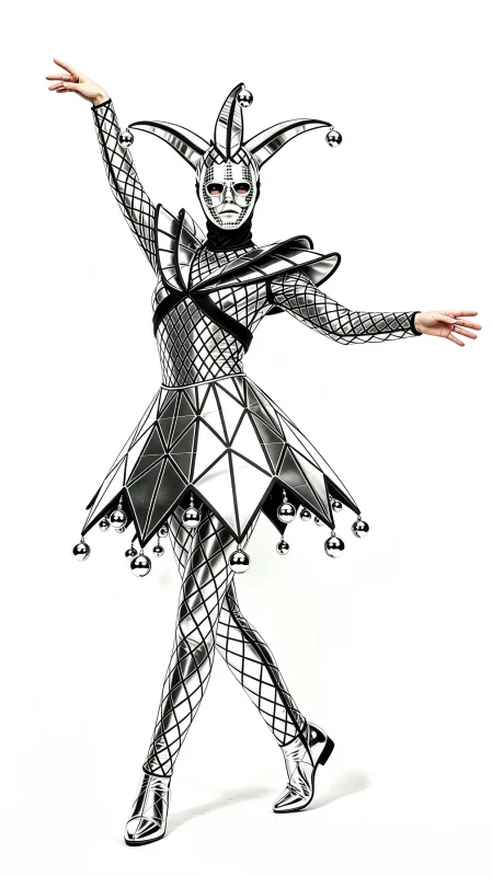 Black White Jester Stage Costume