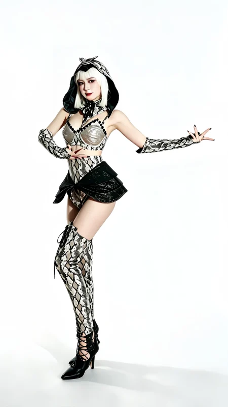 Black Gold Metallic Stage Costume