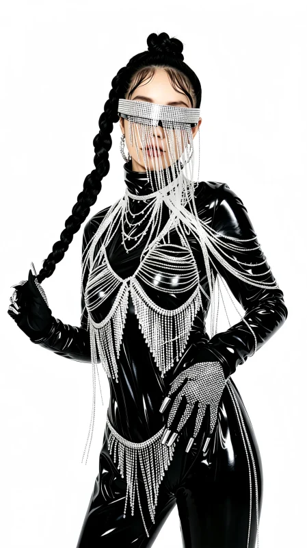 Black Futuristic Full Body Stage Costume