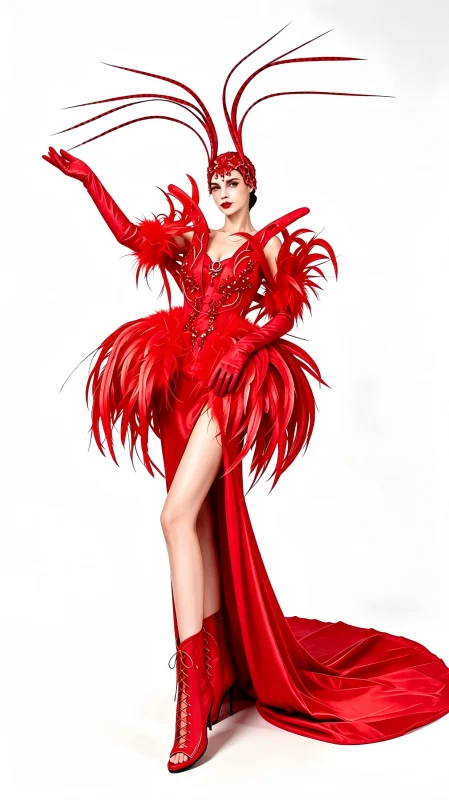 Red Feather Queen Performance Gown
