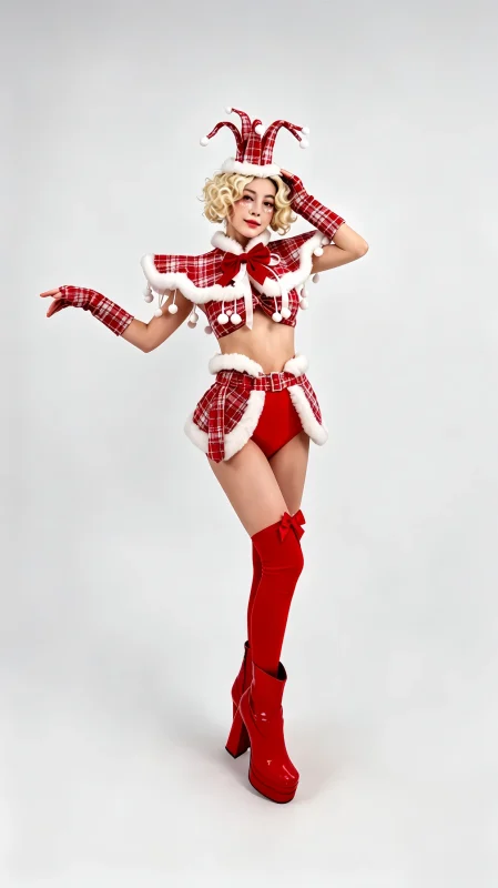 Red Plaid Christmas Stage Costume