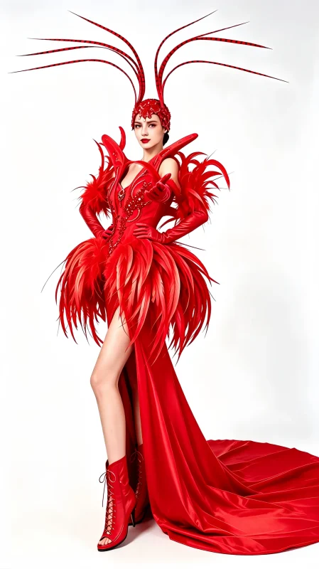 Red Feather Queen Performance Gown