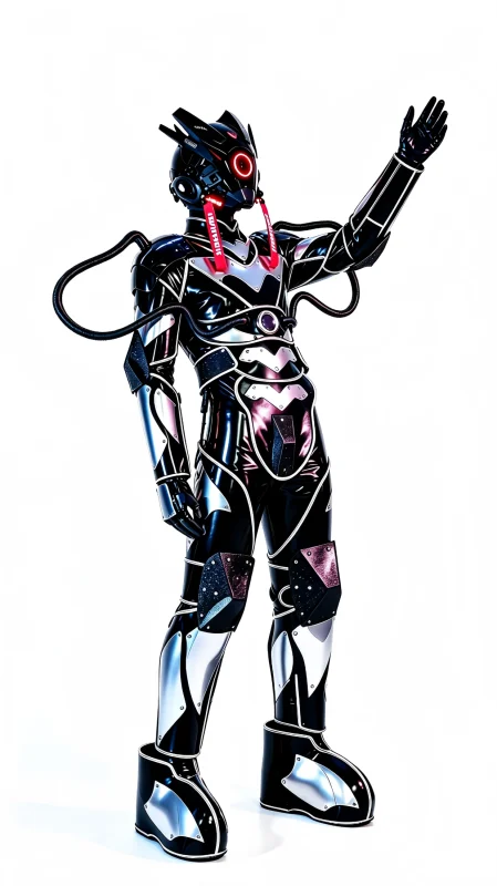 Black Silver Cyber Armor Stage Costume
