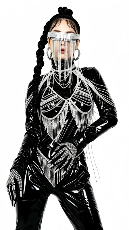 Black Futuristic Full Body Stage Costume
