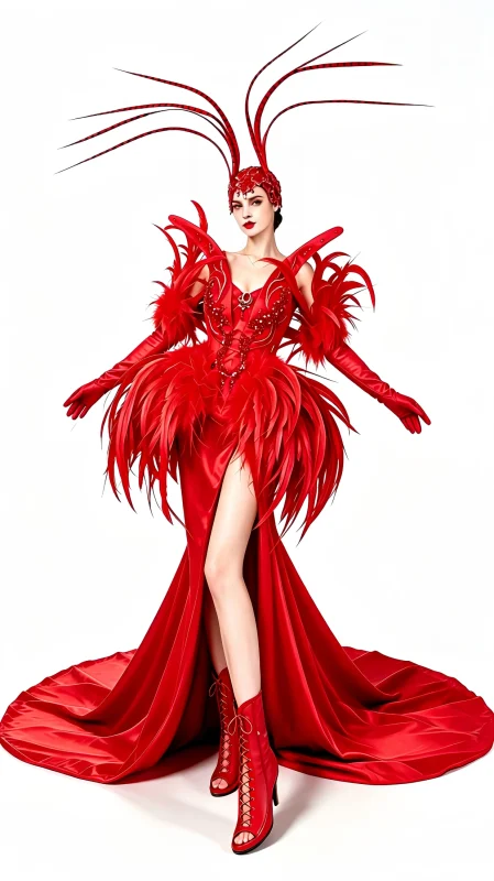 Red Feather Queen Performance Gown