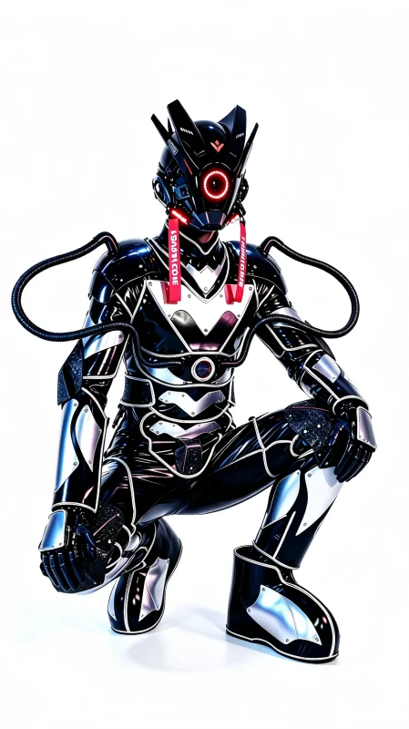 Black Silver Cyber Armor Stage Costume