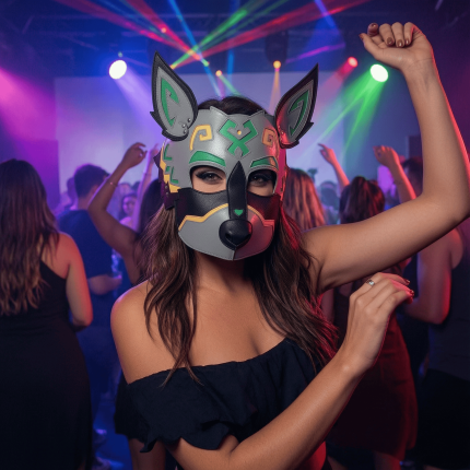 Wolf Dog Animal PU Leather Mask for Halloween Cosplay