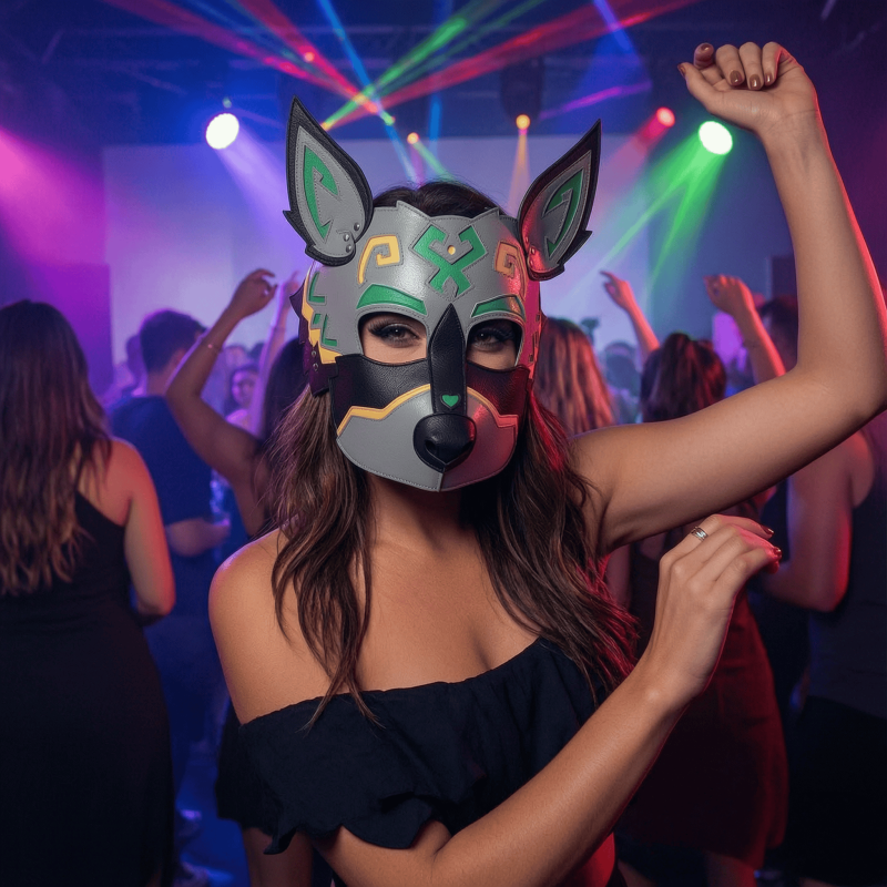Wolf Dog Animal PU Leather Mask for Halloween Cosplay