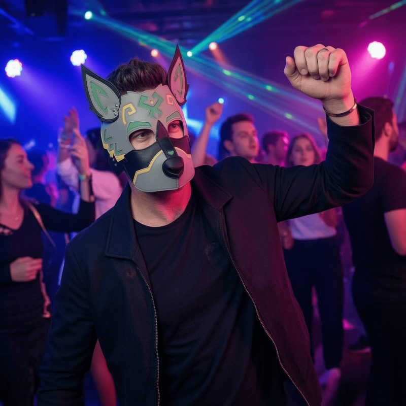 Wolf Dog Animal PU Leather Mask for Halloween Cosplay