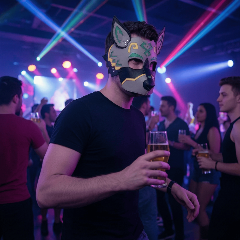 Wolf Dog Animal PU Leather Mask for Halloween Cosplay