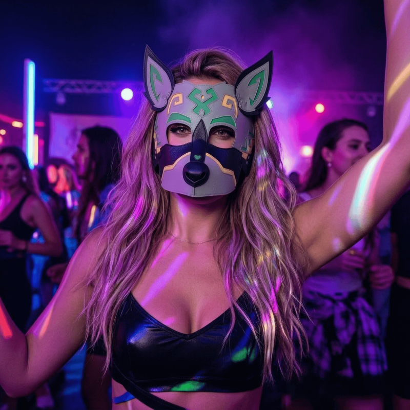 Wolf Dog Animal PU Leather Mask for Halloween Cosplay