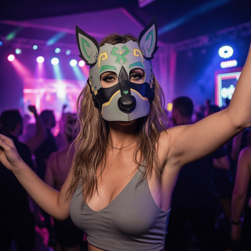 Wolf Dog Animal PU Leather Mask for Halloween Cosplay