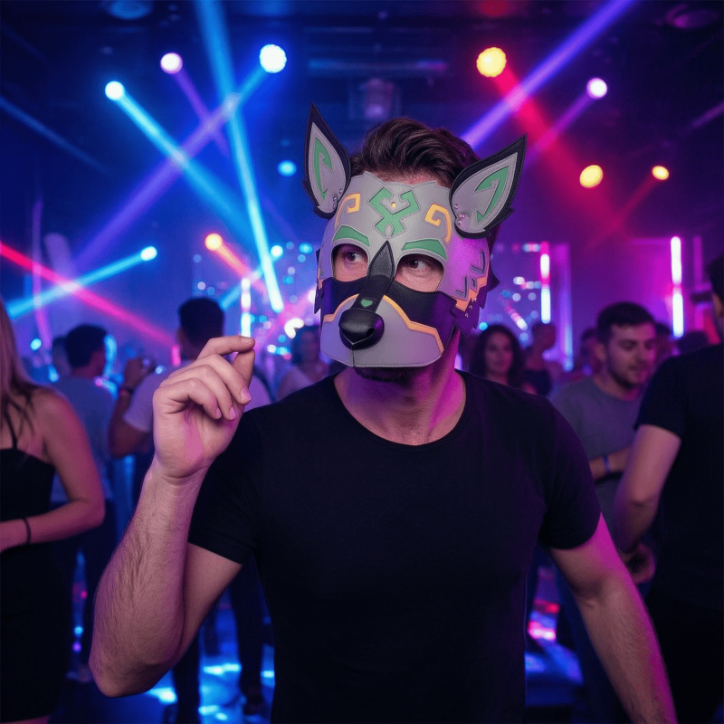 Wolf Dog Animal PU Leather Mask for Halloween Cosplay