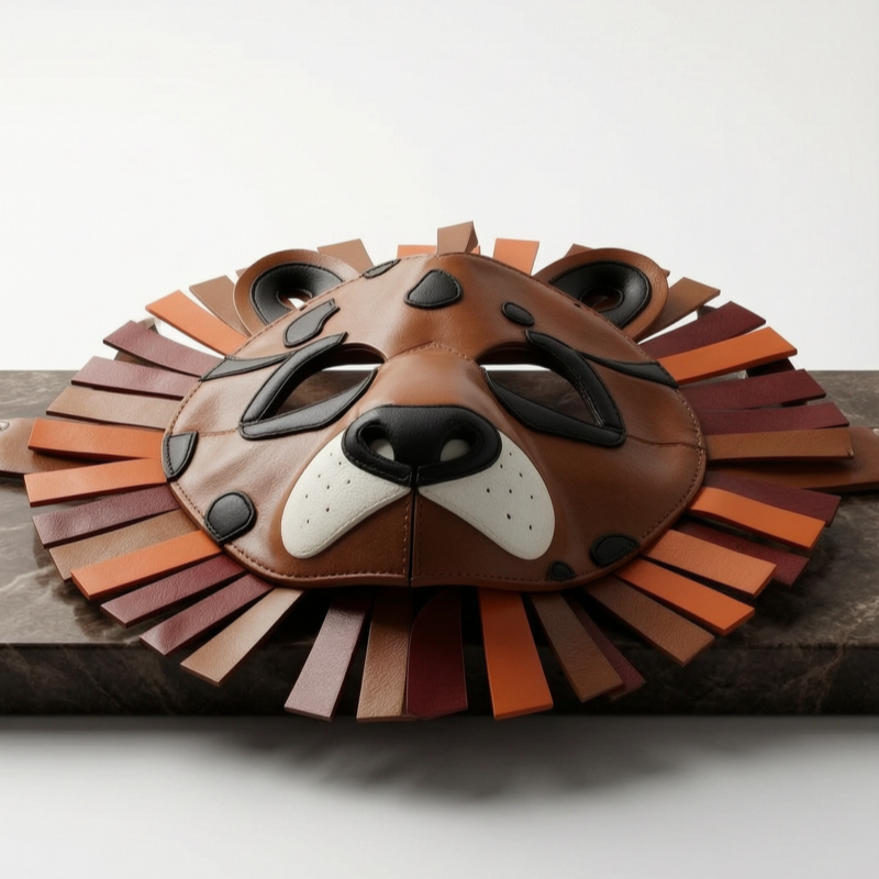 Lion Animal PU Leather Mask for Halloween Cosplay
