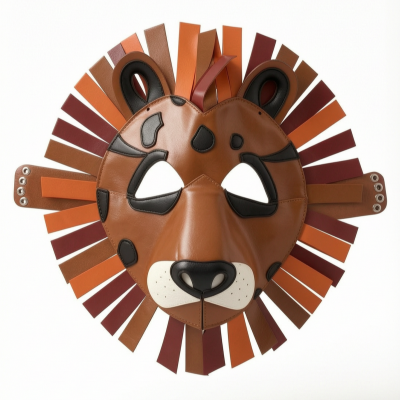 Lion Animal PU Leather Mask for Halloween Cosplay