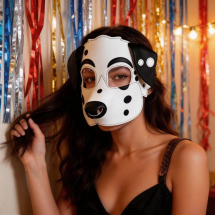 Dalmatian Dog PU Leather Mask for Halloween Cosplay