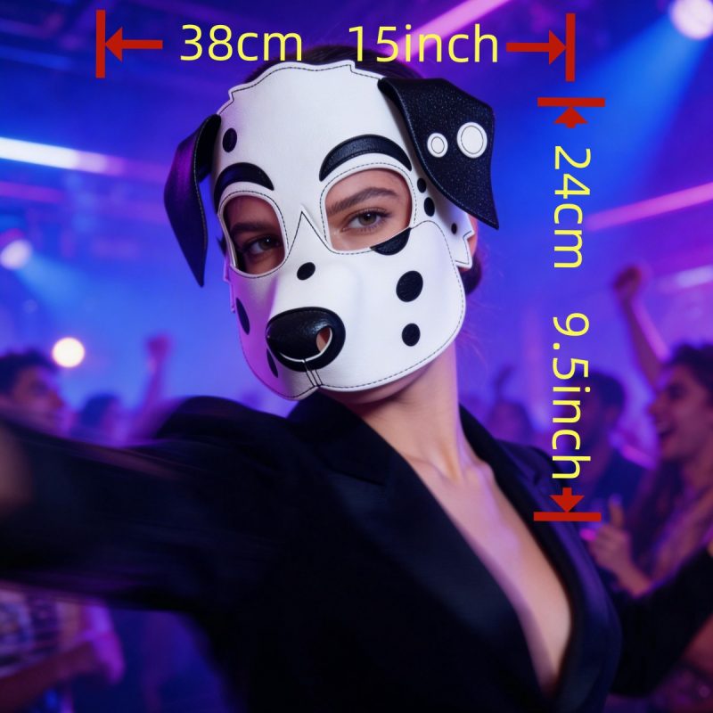 Dalmatian Dog PU Leather Mask for Halloween Cosplay