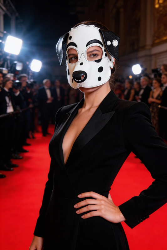 Dalmatian Dog PU Leather Mask for Halloween Cosplay