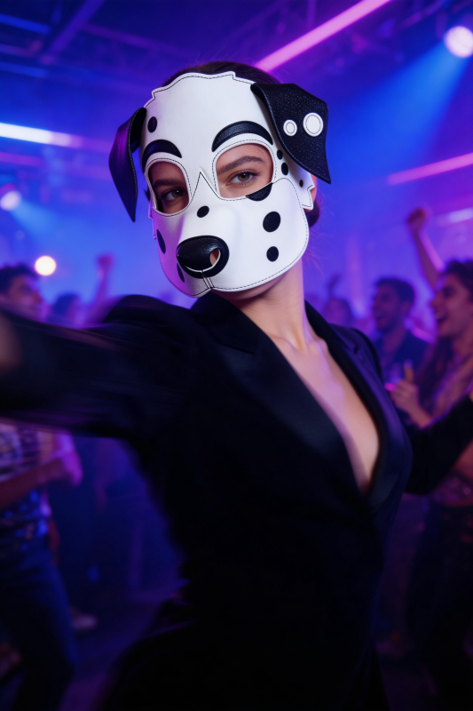 Dalmatian Dog PU Leather Mask for Halloween Cosplay