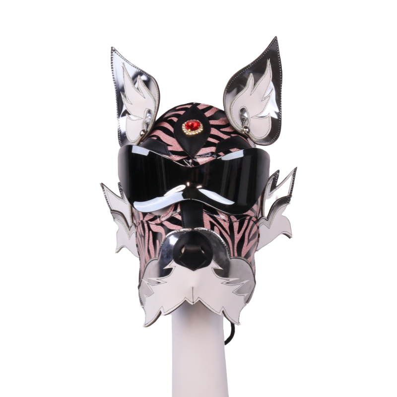 Cyberpunk Wolf Dog PU Leather Mask for Halloween Cosplay