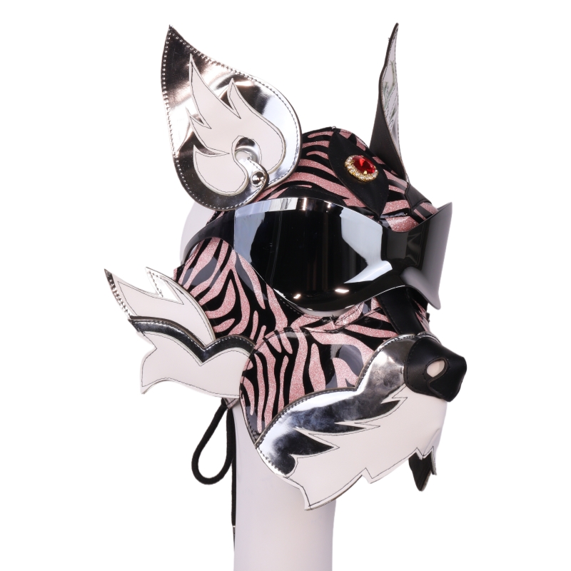 Cyberpunk Wolf Dog PU Leather Mask for Halloween Cosplay